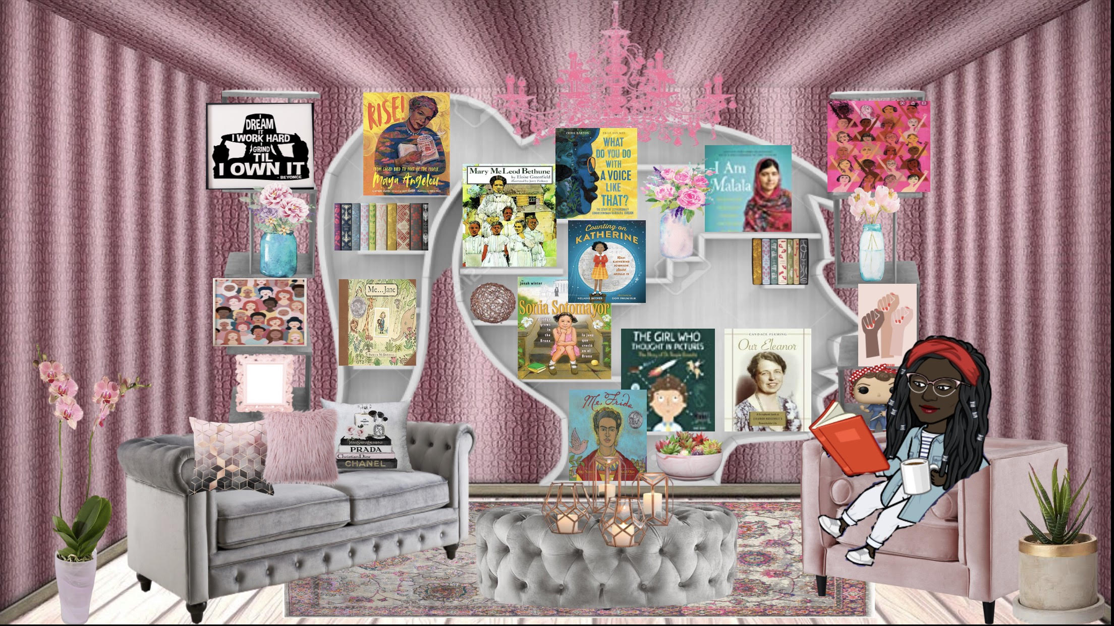 Detail from the Pink Velvet Veld Interactive Library